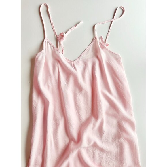 STEVIE AURA Milky Way Light Pink Tencel Twill V-Neck Column Maxi Dress, Size M - Picture 6 of 12